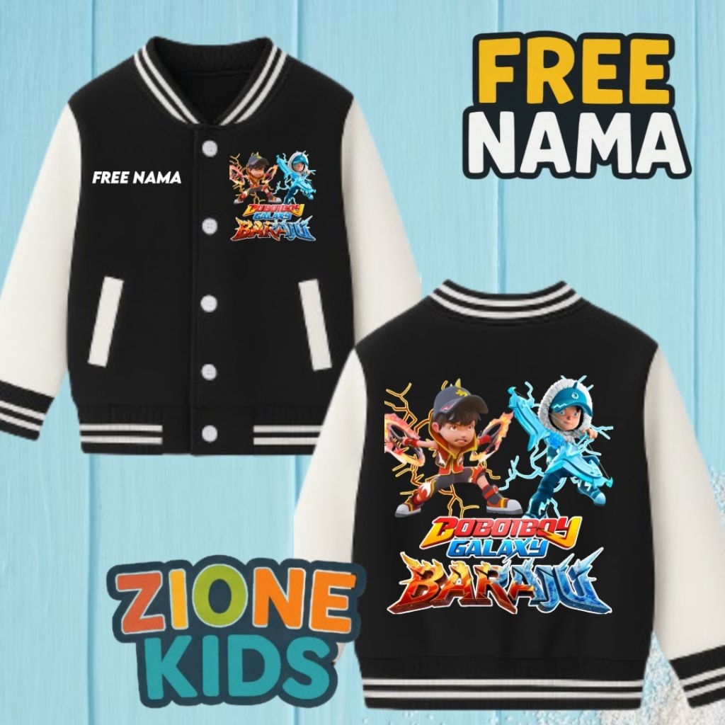 Jaket Anak Boboiboy Galaxy Baraju Terbaru - Jaket Varsity Anak Unisex Lucu Unik