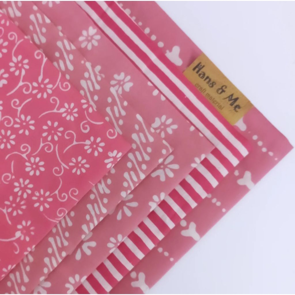 Kain Perca Batik Cap Seri Pink (per set)