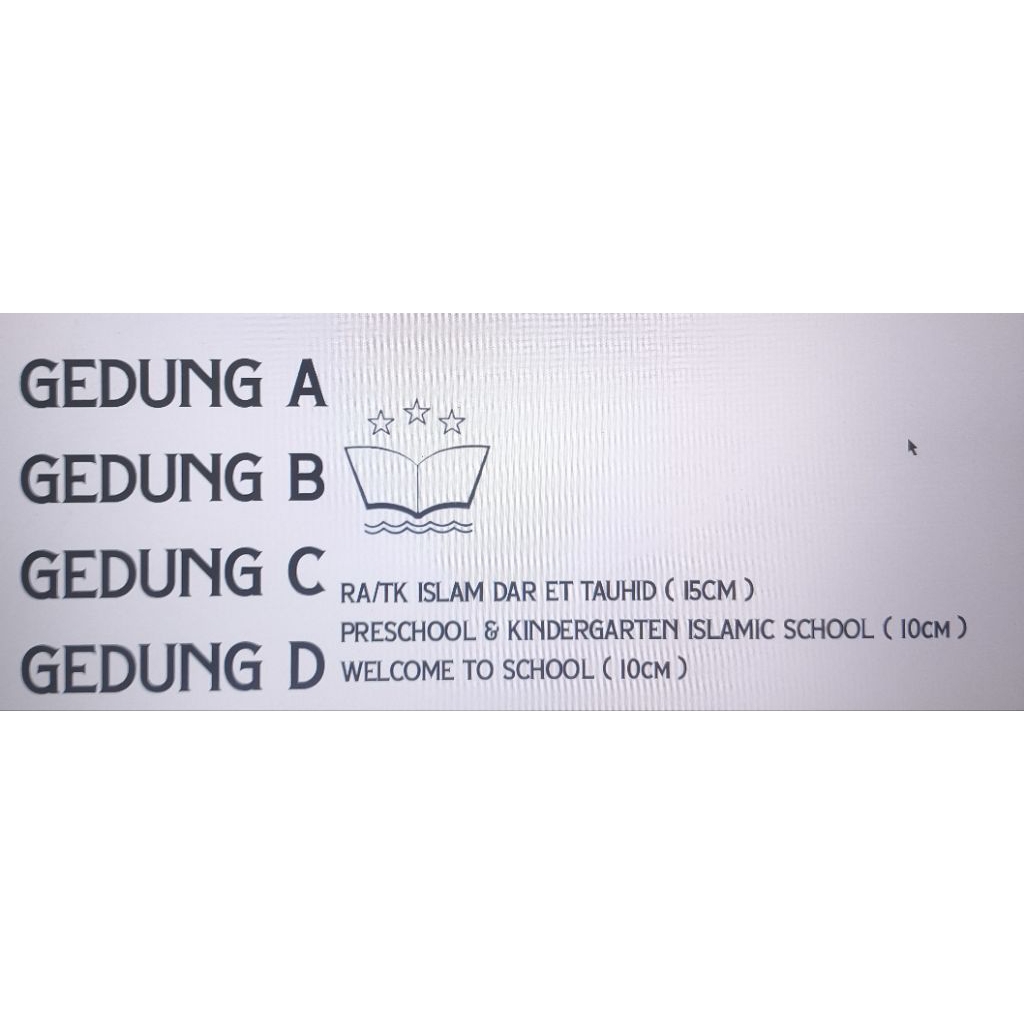 Costum huruf timbul kayu dan logo