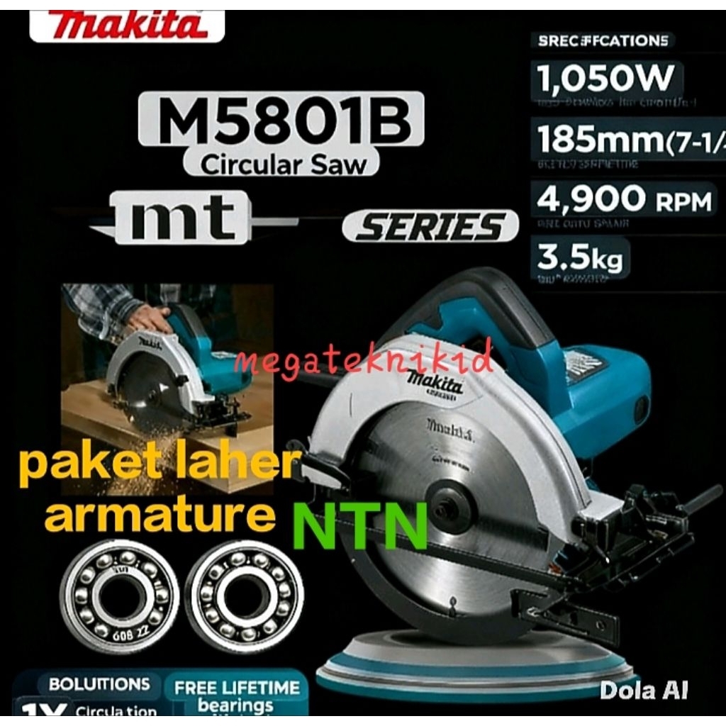 sepaket bearing NTN armature mesin sirkel kayu makita m5801b