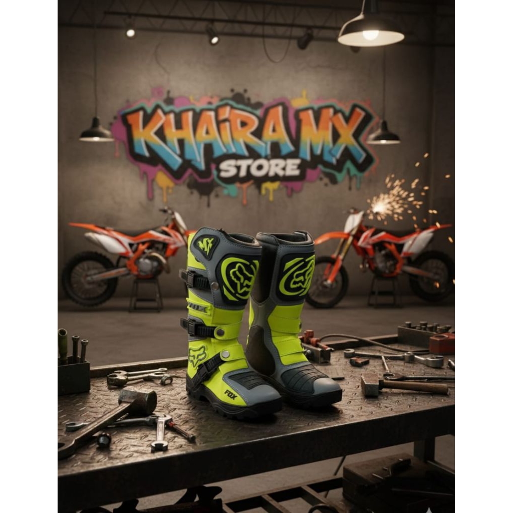 Sepatu Trail motocross anak/boots safety kids yellow black