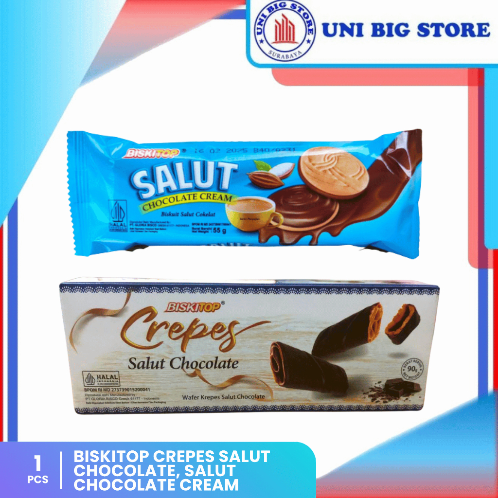 Biskitop Salut Chocolate Cream 55 gr Biskitop Crepes Salut Chocolate 90 gr Biskuit Krim Coklat