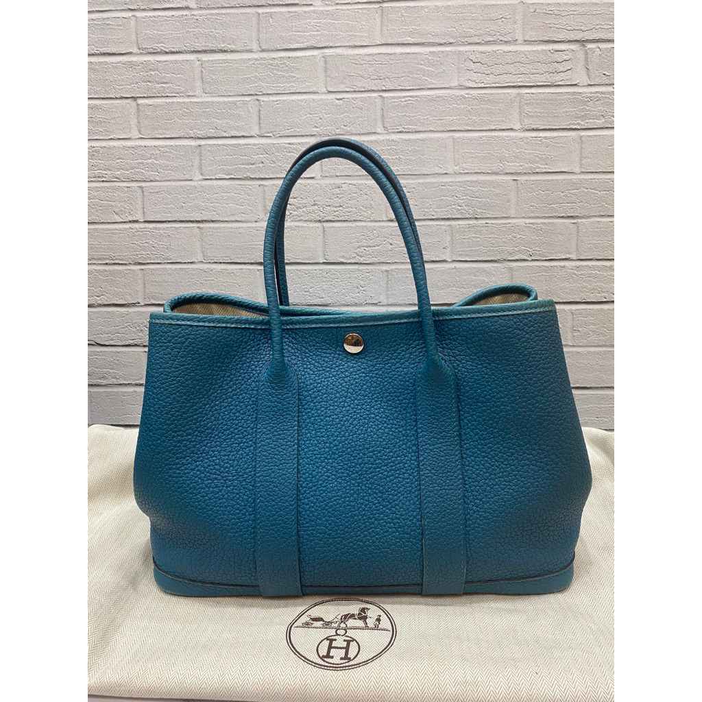 HERMES Gp30 leather Blue Turqois PHW #X  Size 30 x 21 x 14 Cm Dustbag Only