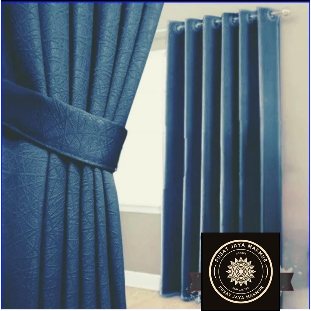 GORDEN BLACKOUT WARNA BIRU Gorden Jendela Pintu Blackout Import Premium Tebal