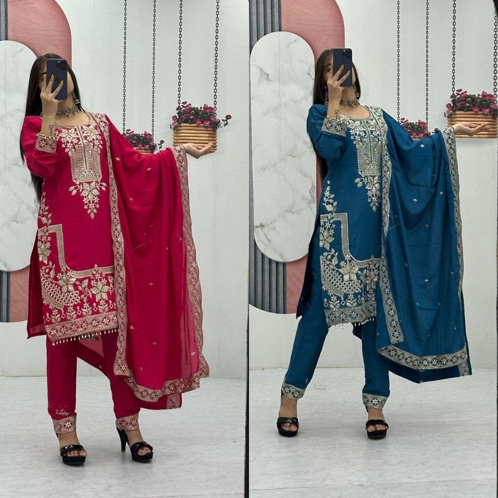 Setelan muslim sutra chinon pakistan import wanita