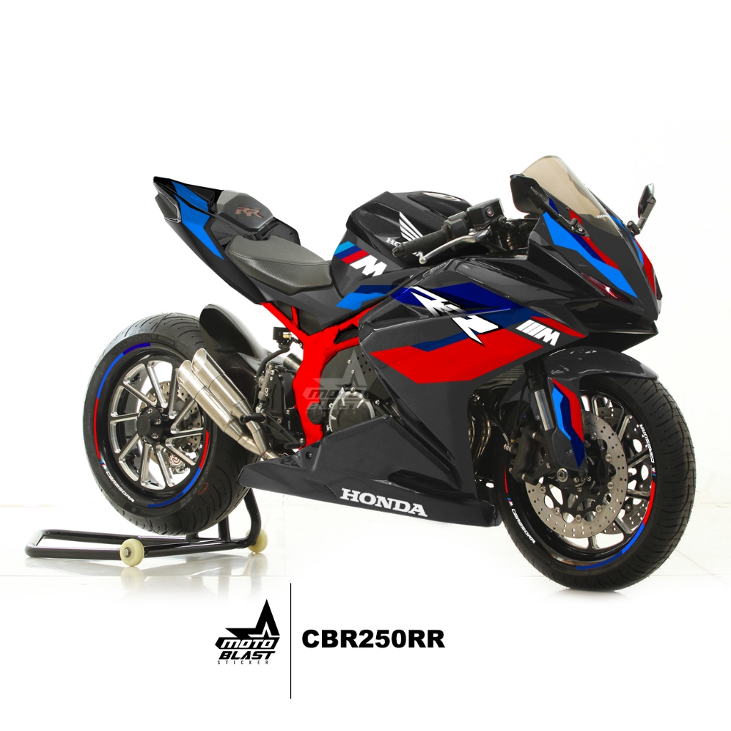 Decal Stiker Non Full + Stiker Velg Honda CBR250RR Tricolor Black Motoblast