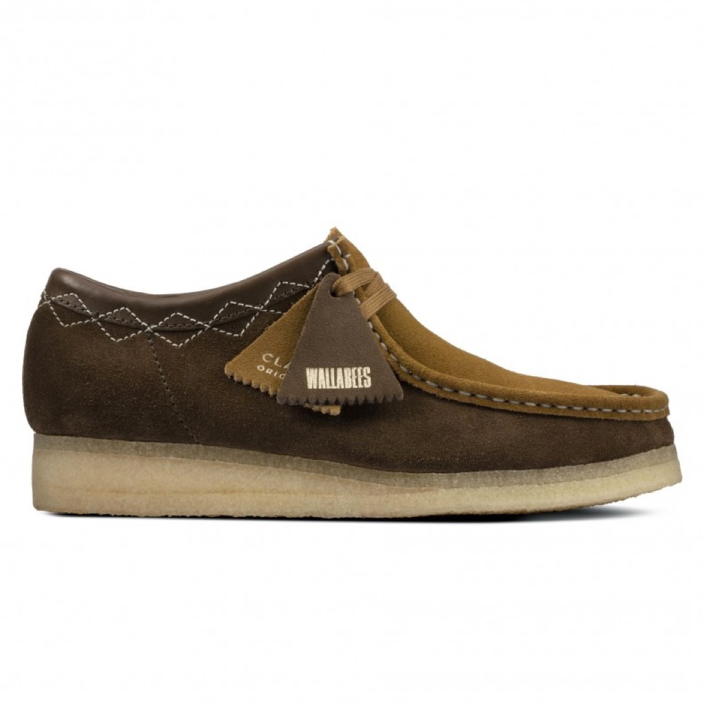 Clarks Original Originals Wallabee Shoes Green Combi