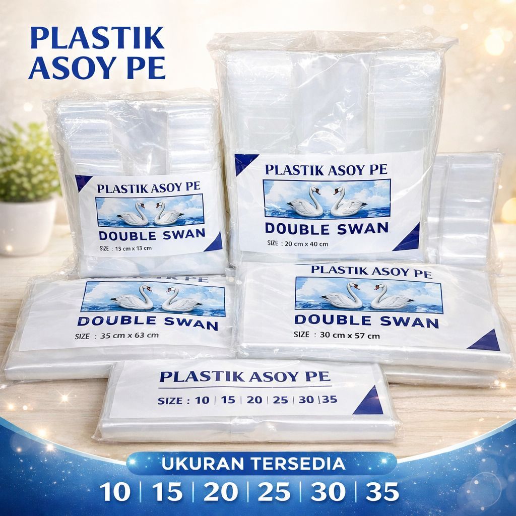 Kantong Plastik Asoy Kresek PE PEX Bening Tebal Kokoh Transparan Berat 500Gr/1Kg Merek Double Swan U