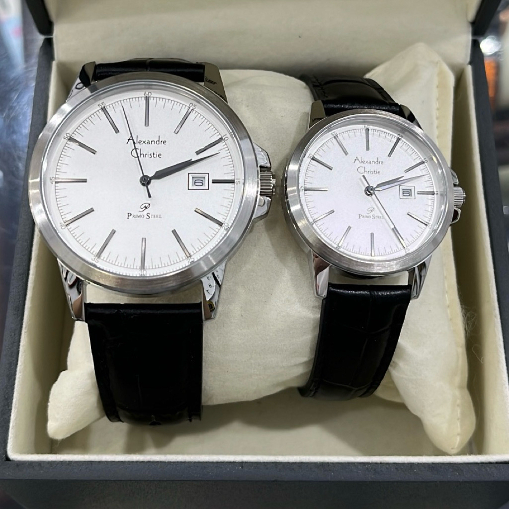 Jam Alexandre Christie AC 1008 Couple Silver Kulit