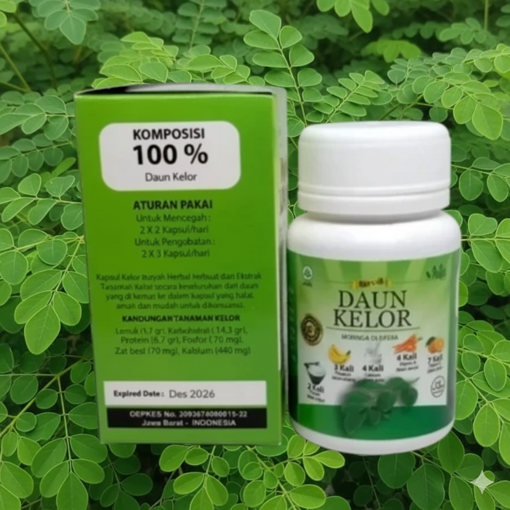 KAPSUL DAUN KELOR TERBAIK ISI 60 BPOM HALAL / Kapsul Daun Kelor bermanfaat memperlambat efek penuaan