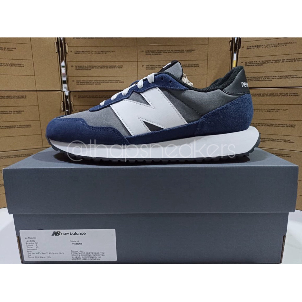Sepatu Pria NB 237 Navy/Grey Original PT MAP Resmi