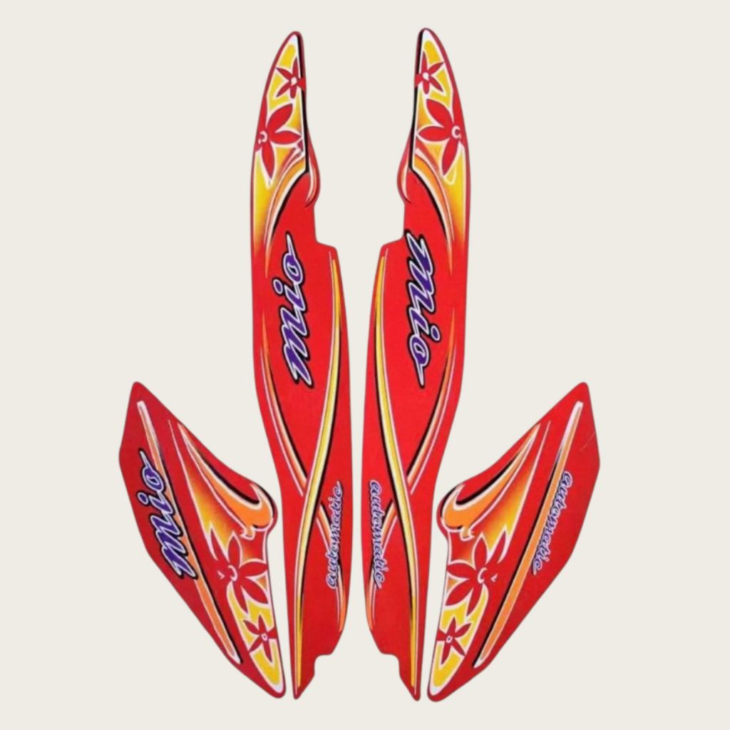 STIKER STRIPING & LIST BODY MOTOR YAMAHA MIO SPORTY 2004 2005 STANDAR MERAH MOTIF BUNGA
