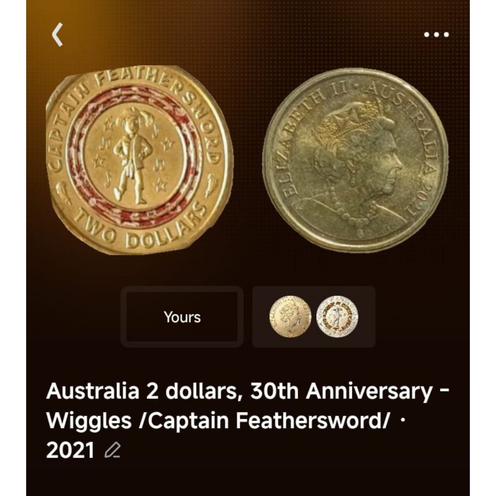T142 Koin 2 Dollars Captain Feathersword Australia Negeri Kangoroo Elizabeth II Koleksi Souvenir Coi