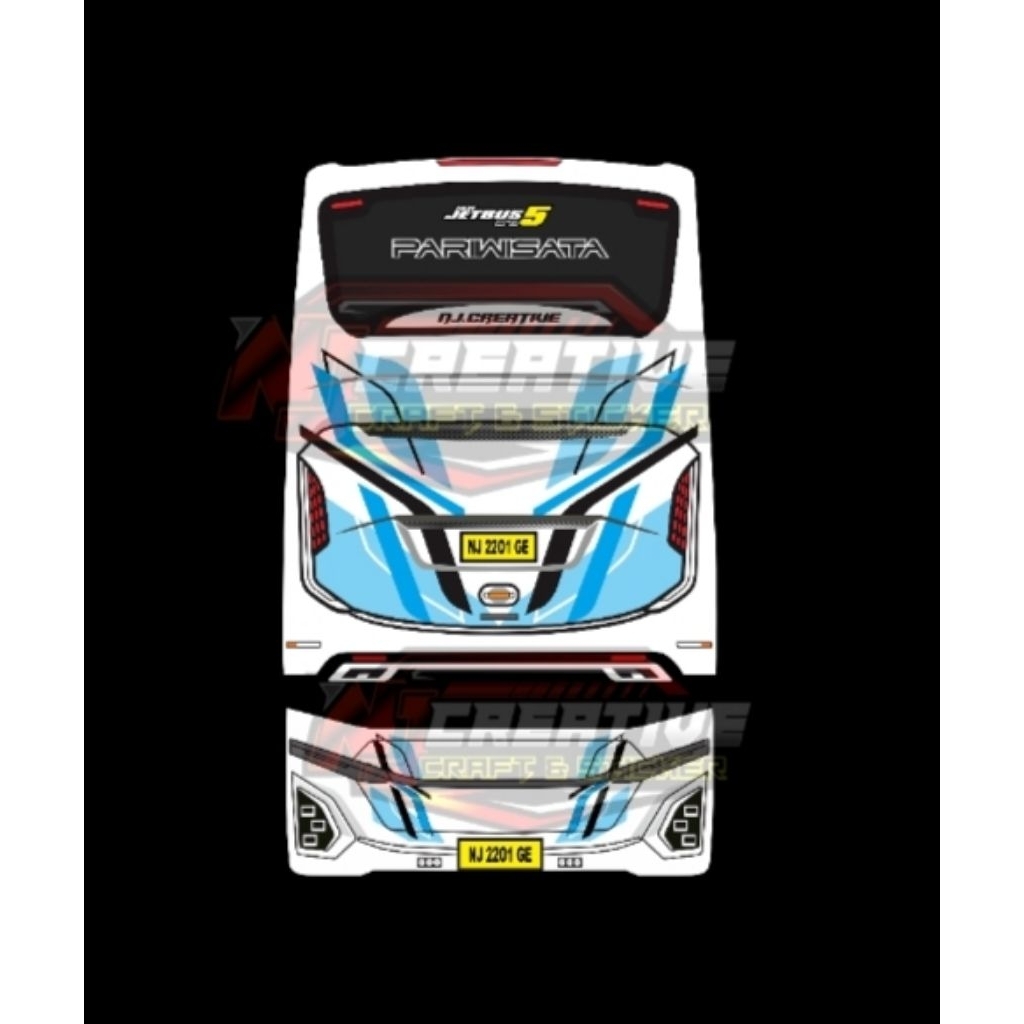 stiker face miniatur bus rkc, sudah di cutting sesuai pola