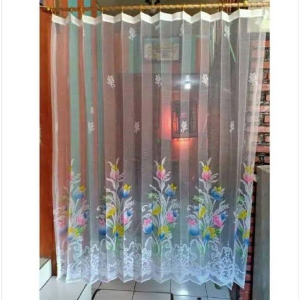 Gorden Vitrase Motif Tulip Warna Bunga / Lapisan Dalaman gorden selambu  gorden