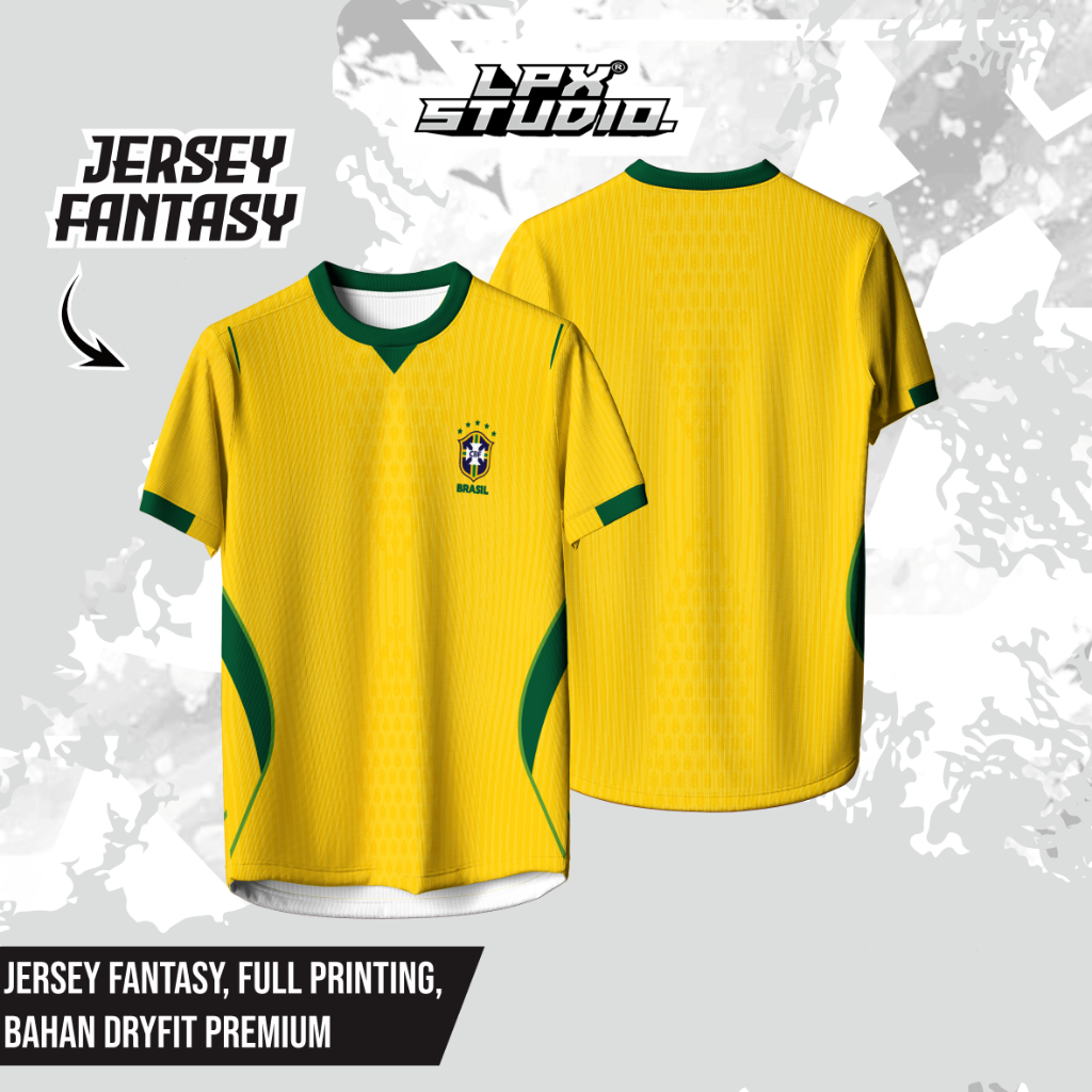 Jersey Brazil Fantasy / Jersey Brazil / Kaos Brazil / Jersey Bola / Jersey Vintage