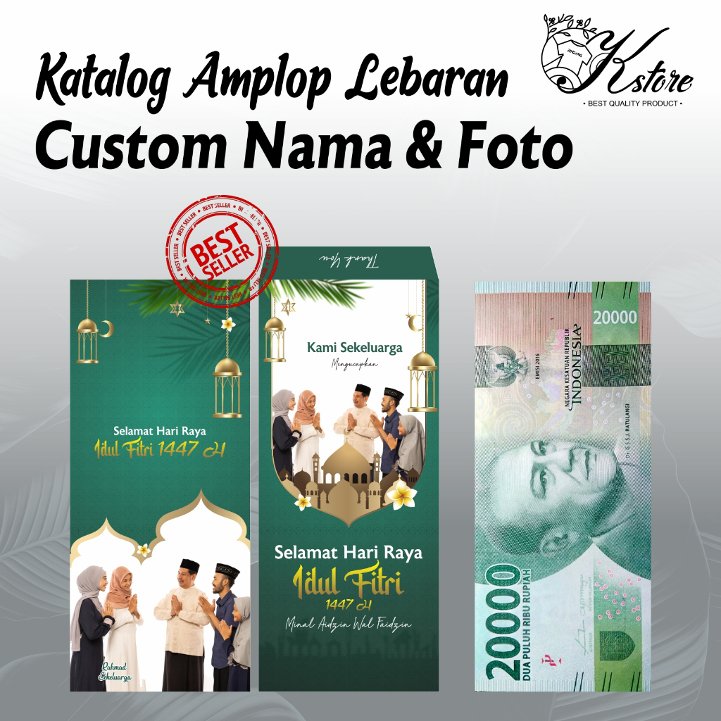 AMPLOP LEBARAN MURAH CUSTOM FOTO DAN NAMA BEBAS DESAIN / AMPLOP UANG TANPA LIPAT