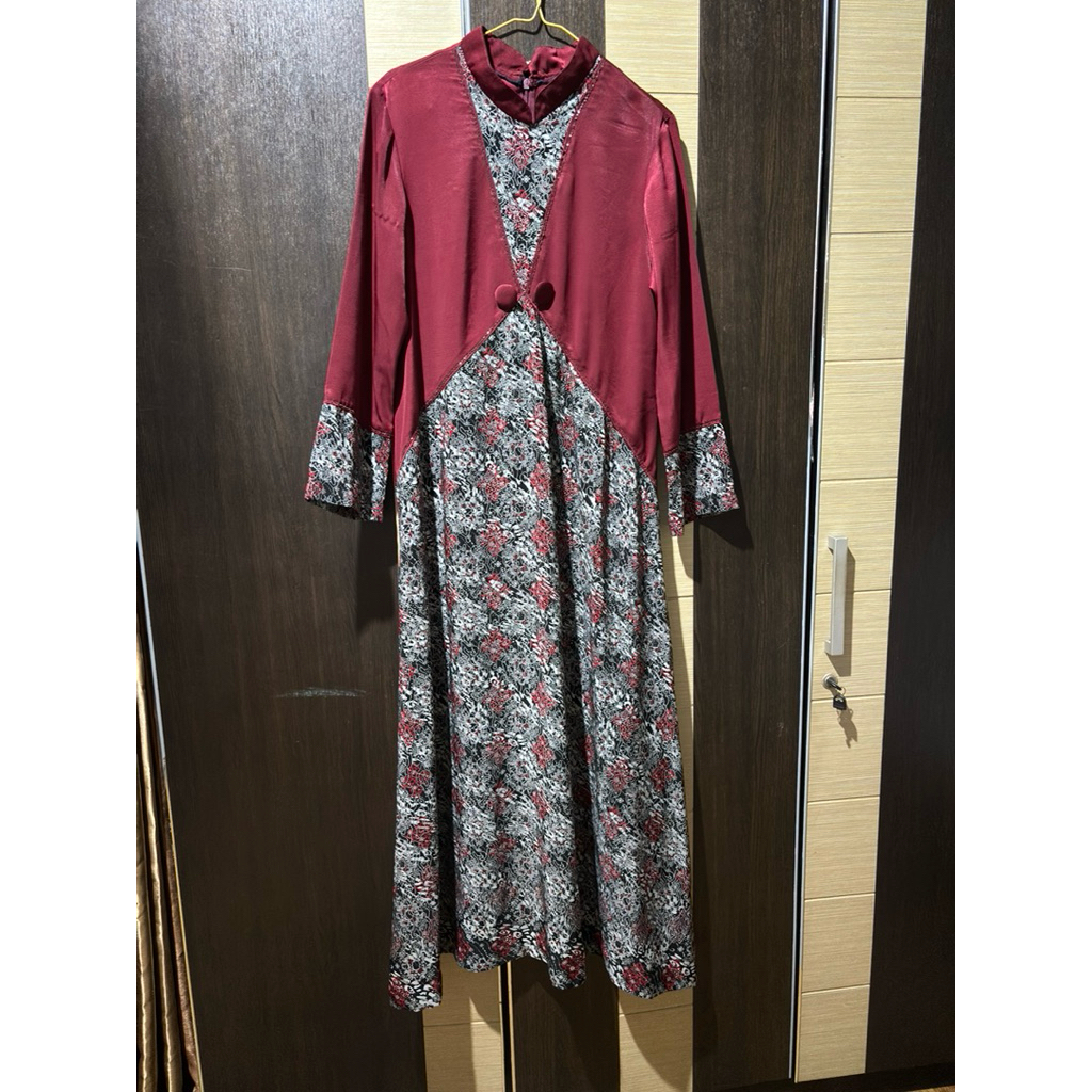 preloved gamis batik merah marun