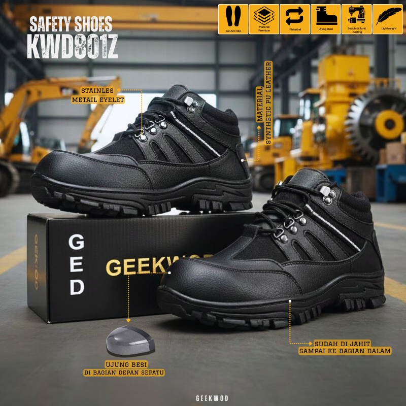 Sepatu Safety Pria Ujung Besi Proyek Kerja Lapangan - Safety Shoes Boot Steel Toe - Sepatu Boots Pri