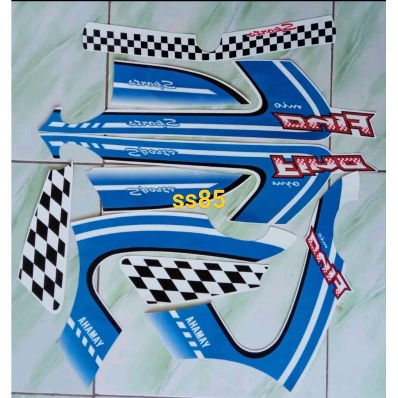 Striping Standar Yamaha Fino Karbu 2012 Putih Biru Catur Lis Body Berkualitas Terbaik