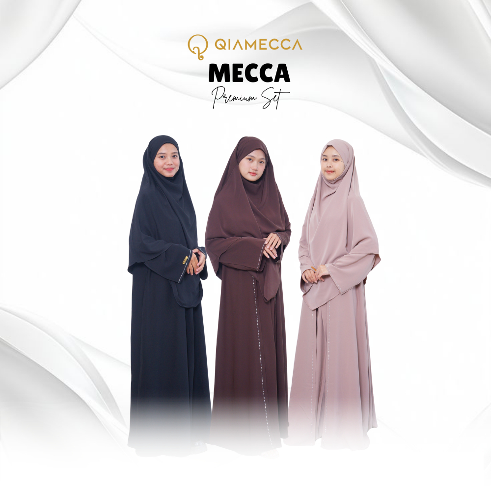QIAMECCA - Gamis Syar'i Mecca Set - (Gamis Set Haji dan Umroh QIAMECCA Bahan Mazen) Gamis Dress Wani