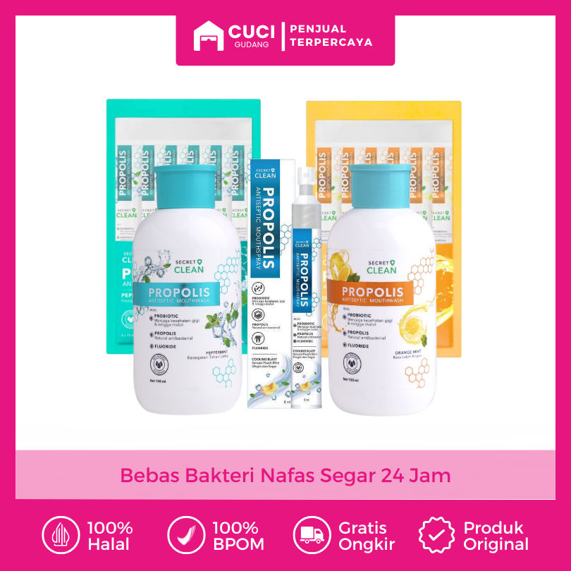 [ORIGINAL] Propolis Antiseptic Mouthwash - Propolis Obat Kumur Mouthwash Secret Clean Pembersih Pero