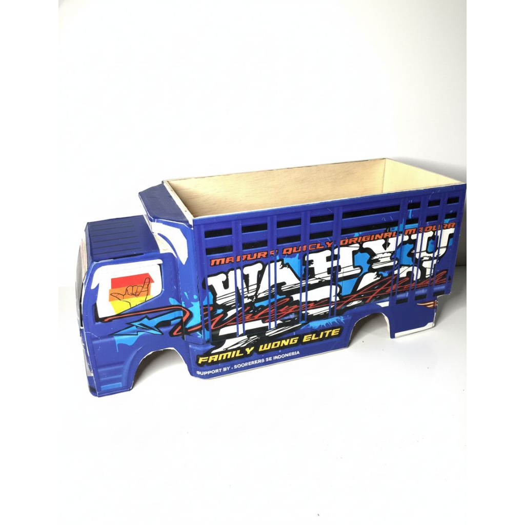 Rangka Miniatur Truk Oleng Kayu Bahan Triplek/MDF Siap Rakit Livery Stiker Custom (Fokus pada "rangk