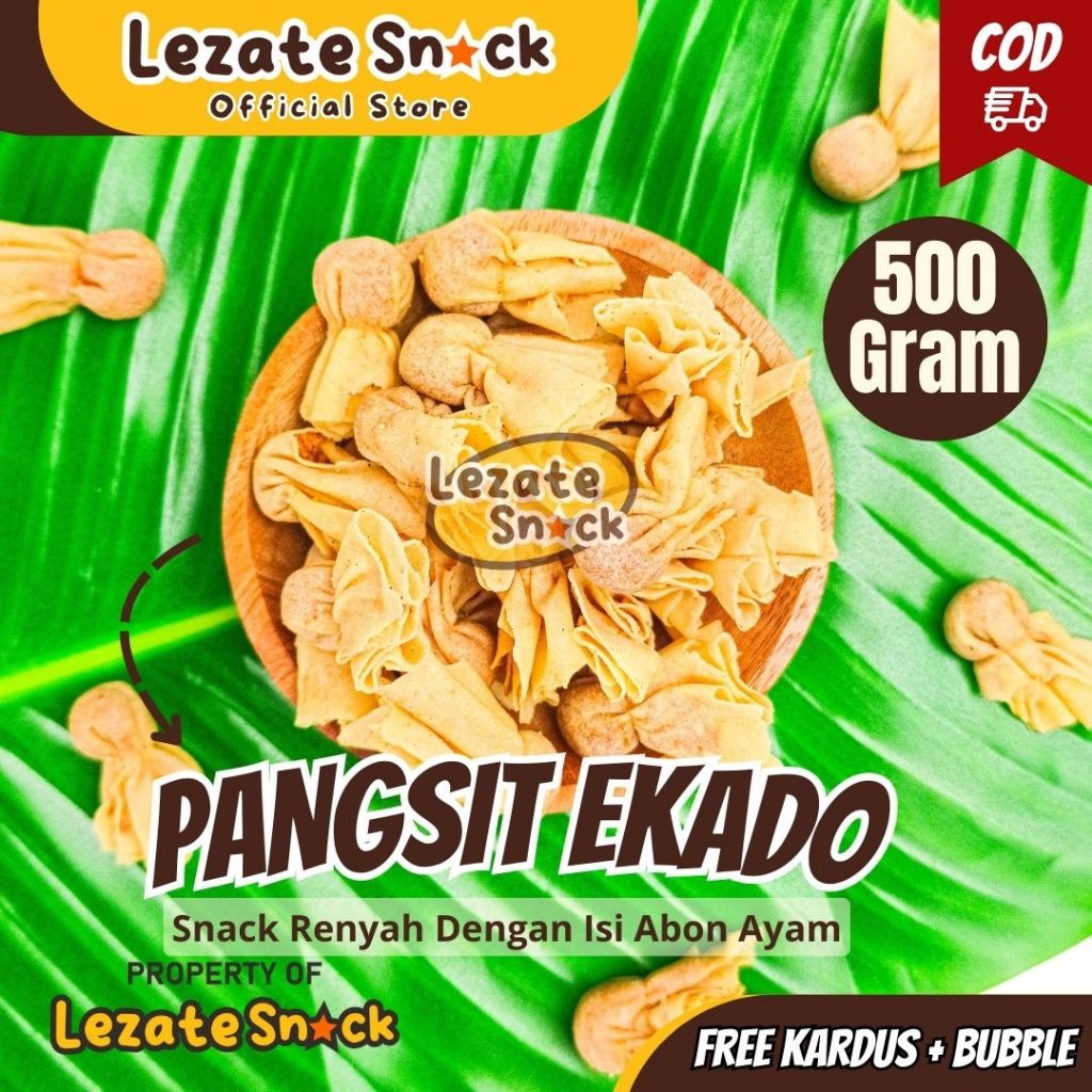 Keripik Pangsit Ekado Abon Ayam 500gr Enak Murah / Pangsit Bawang Ekado Merk Sarikaya Kue Lebaran Ja