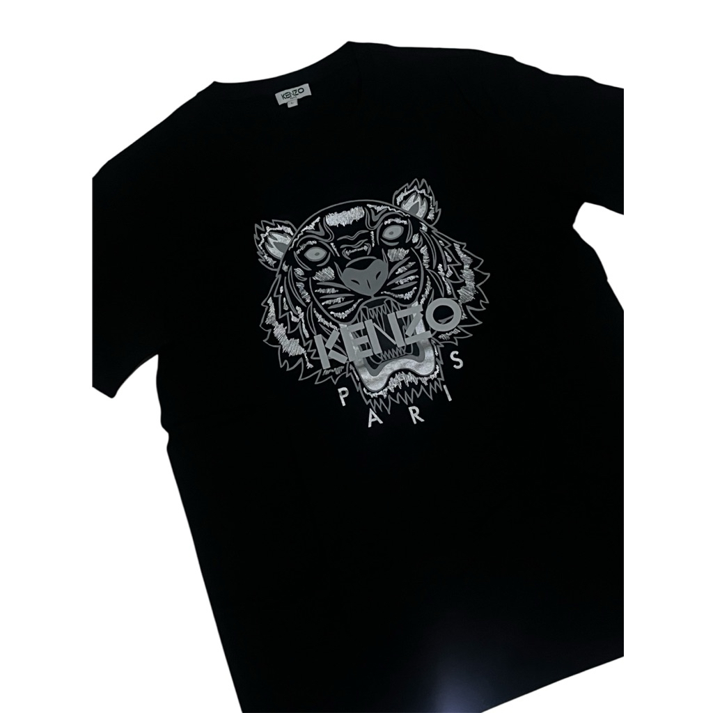 Kenzo Tiger Black T-Shirt Grey Logo (L)