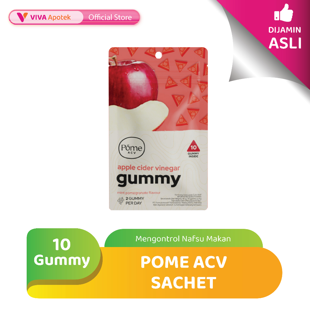 Pome ACV Cuka Apel Alami Sachet (10 Gummy)
