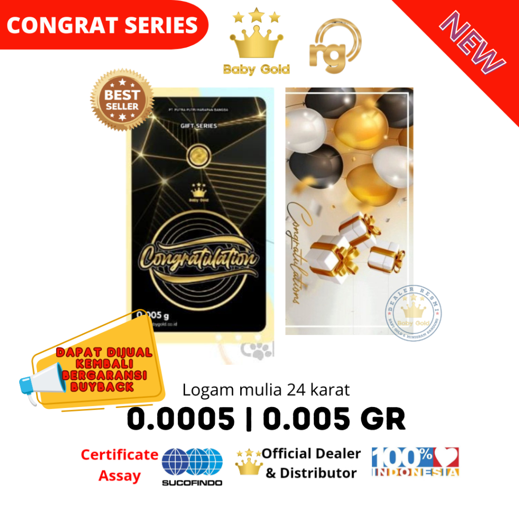 BABY GOLD RICHGOLD edisi CONGRATULATION 0.0005 | 0.005 Emas Mini Logam Mulia