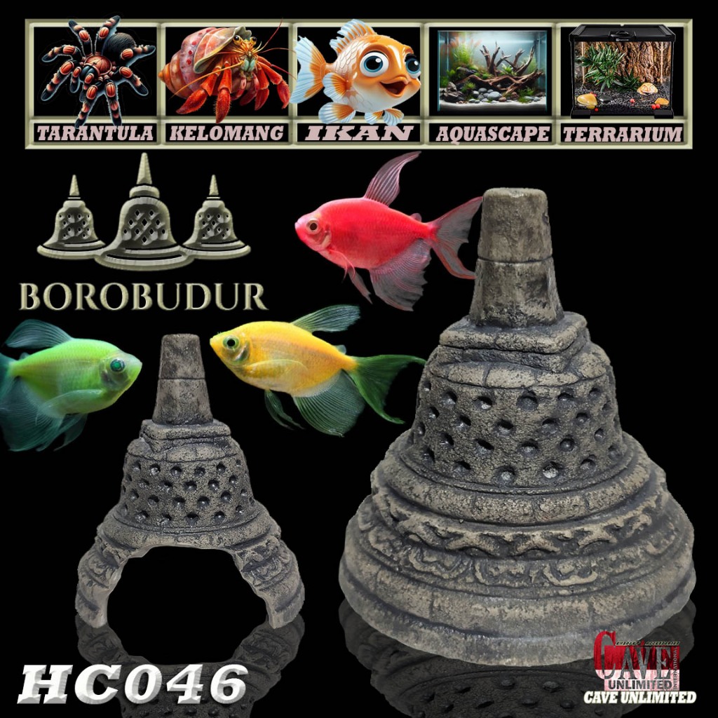 HC046 HIDING CAVE CANDI BOROBUDUR MINIATUR STUPA HIASAN AQUASCAPE IKAN HIAS AKUARIUM AQUARIUM IKAN N