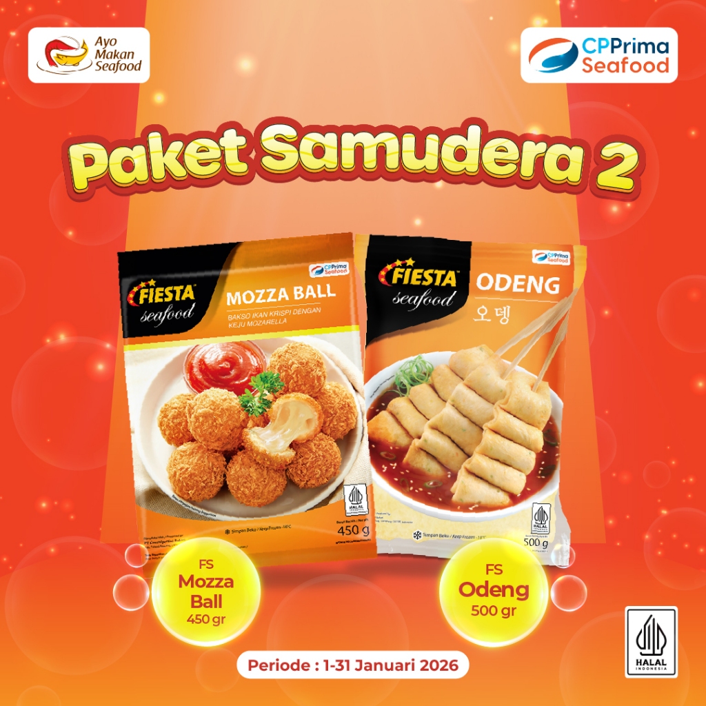 Paket Samudera 2: Fiesta Seafood Odeng 500g & Fiesta Seafood Mozza Ball 450g / Paket Praktis & Hemat