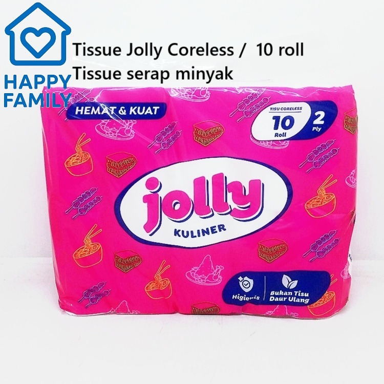 [3 Pack isi 30 Roll] JOLLY Coroless Tissue 10 Roll 2 Ply |Tisu Tanpa Pewarna JOLLY