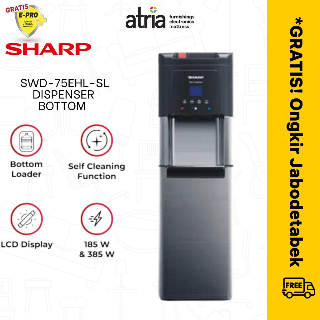 Sharp Dispenser Galon Bawah SWD-75EHL-SL / SWD75 EHL / SWD75EHL