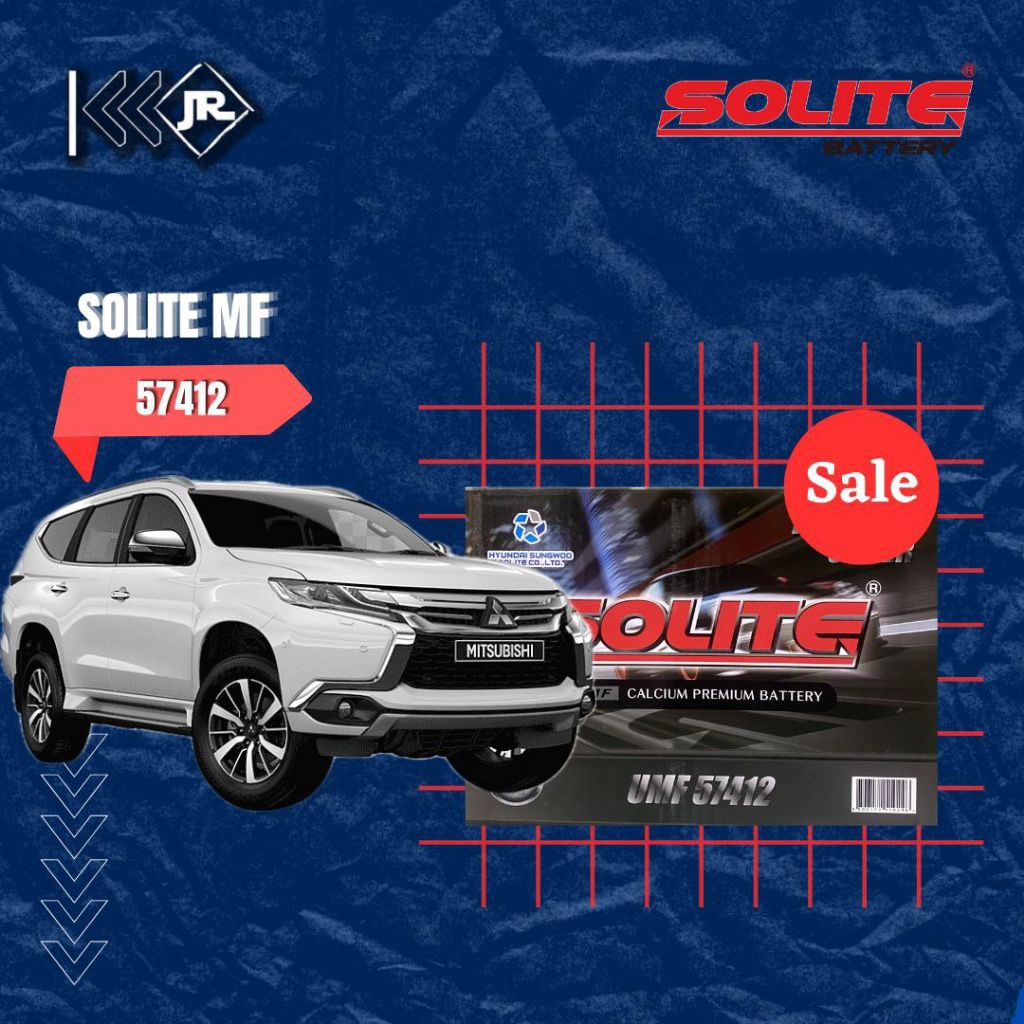Solite MF tipe 57412 aki kering untuk mobil Innova Reborn Diesel, Hilux, Fortuner, Triton, Audi A4 A
