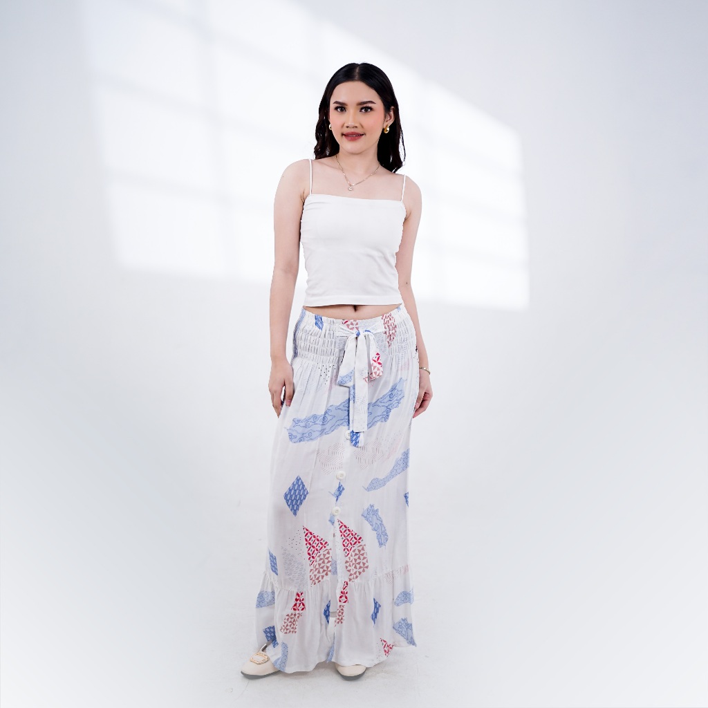 BATIK TRUSMI Bawahan Wanita Rok Batik Motif Batik Amour Biru MOP