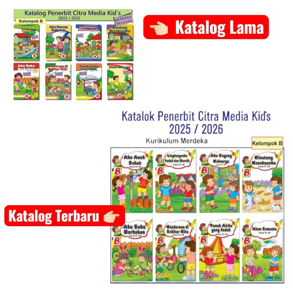 Buku paket Kurikulum Merdeka untuk TK B berisi 8 buku pembelajaran buku paket anak TK