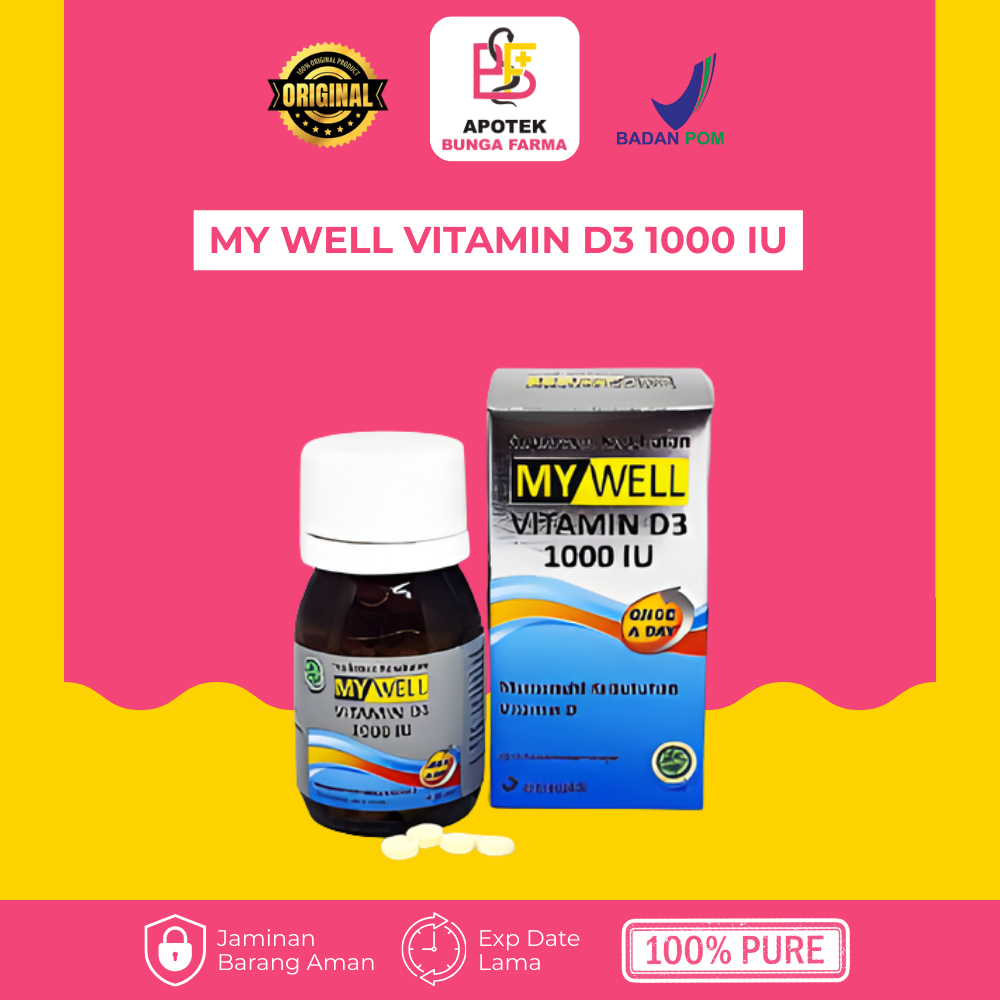 My Well / Vitamin D3 1000 IU - Suplemen Vitamin D - Daya Tahan Tubuh - Kemasan Box