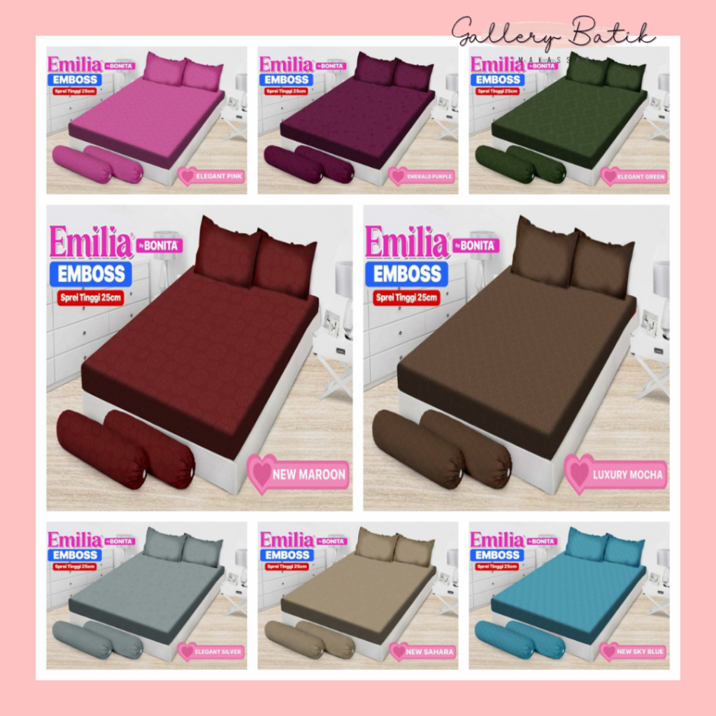 SPREI EMILIA BY BONITA POLOS EMBOSS SINGLE 120X200/ sprei lembut bonita emilia TERMURAH MAKASSAR [[G