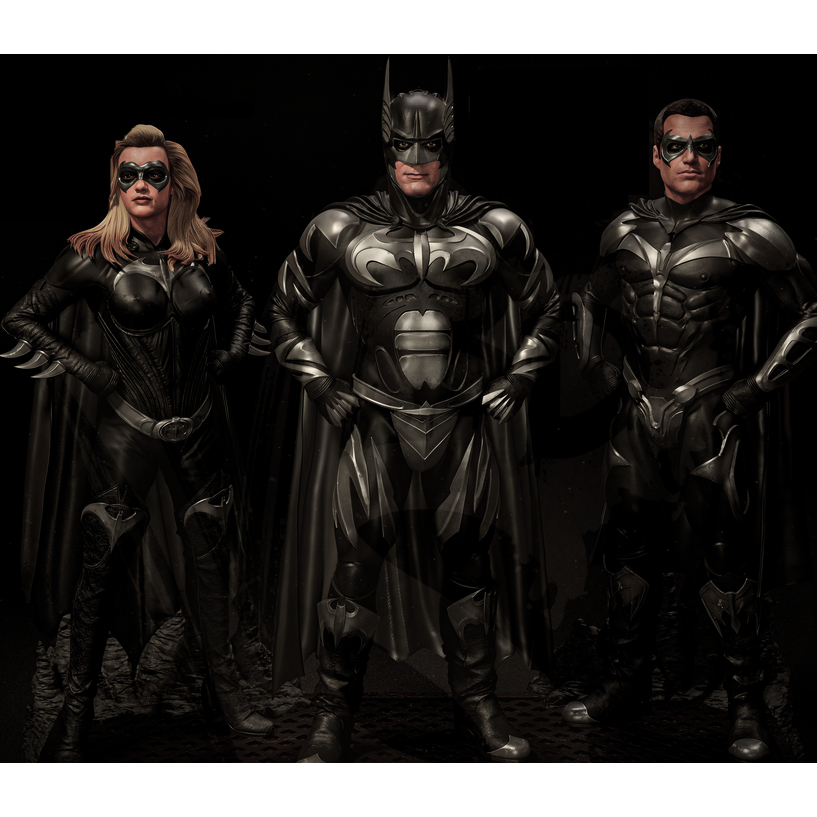 Miniature Figure BATMAN and ROBIN George Clooney 1/64 HO diorama for diecast Batmobile