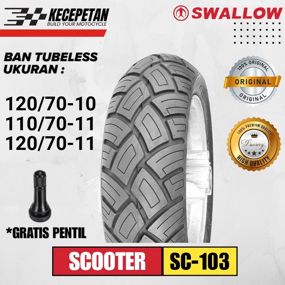 BAN SWALLOW SC-103 BAN VESPA TUBELESS RING 10 & 11 UKURAN 120/70-10 | 110/70-11 | 120/70-11 BAN VESP