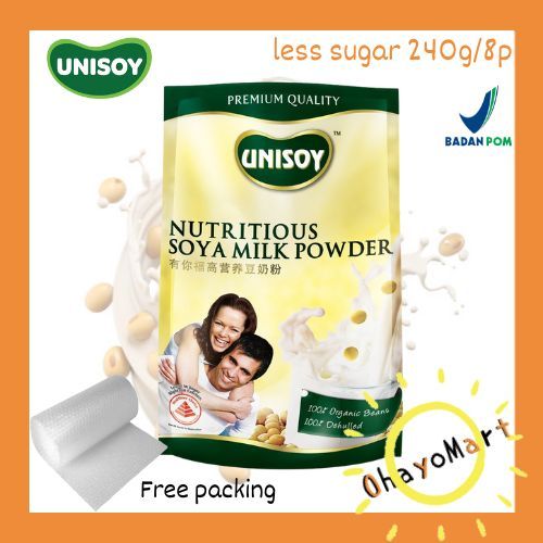 UNISOY instant soya milk powder / unisoy soya milk less sugar 8x30grm