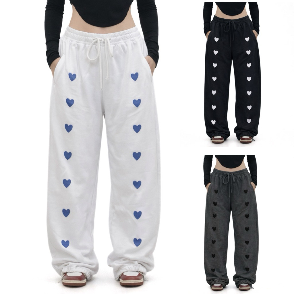 Love Sweet Pants Jogger Celana Panjang Wanita Korean