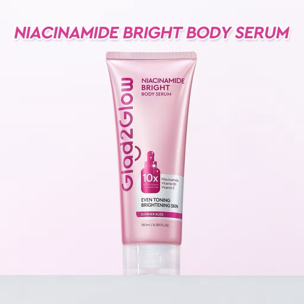 Glad2Glow Niacinamide Bright Body Serum Body Lotion 10X Cerah Instant Absorb Whiten Tone Up All Day 