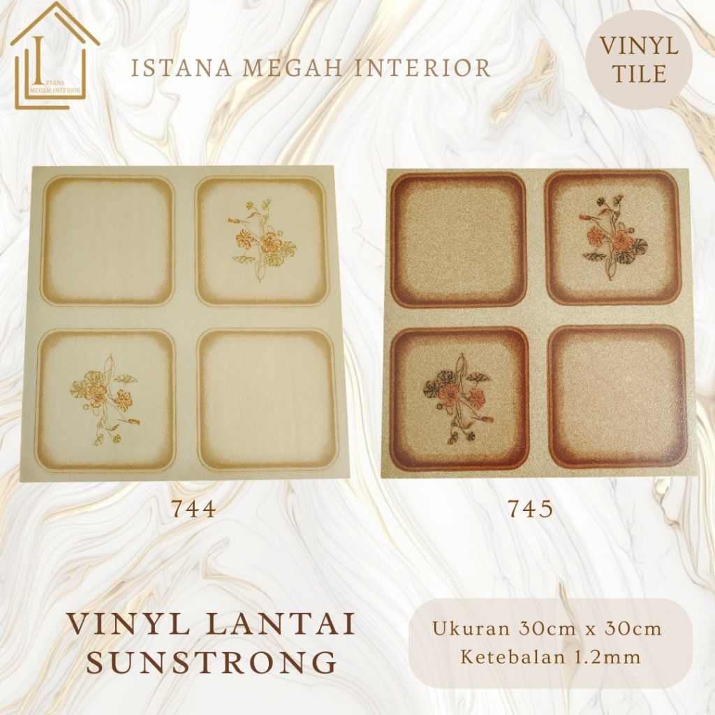 Lantai Vinyl Motif Batik Bunga Granit 30 x 30cm