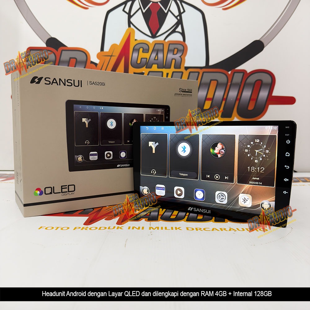 Headunit Android Mobil Sansui Delta RAM 4GB Internal 128GB Layar QLED