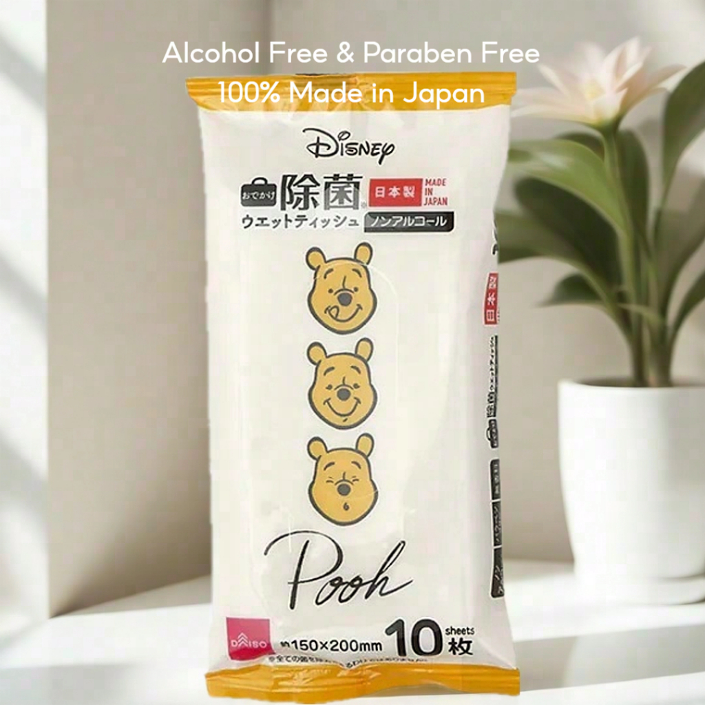 Disney Winnie The Pooh Tisu Basah Travel Pack 3 pc Bebas Alkohol & Paraben Tidak Beraroma Wet Tissue