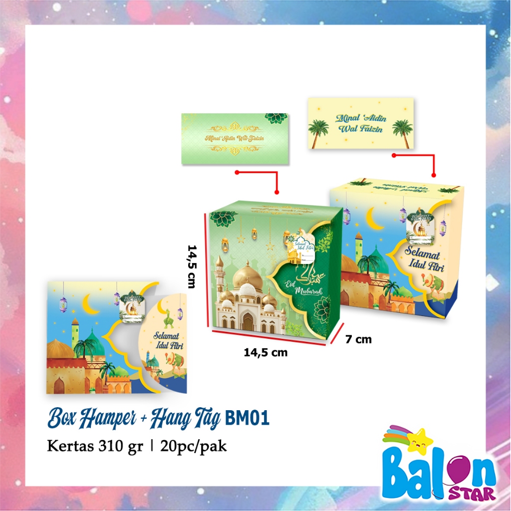 (1Pcs) Box Hampers BM01 + handtag, box cookies Uk 14,5x 7x1,45cm, dos kue lebaran,dos parcel, box pa
