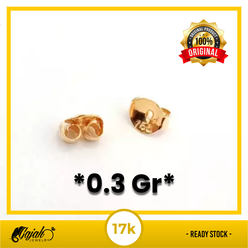 Kancing/Pantat Anting Tusuk Emas 17K - Toko Emas Gajah - 0.3 Gram 3017